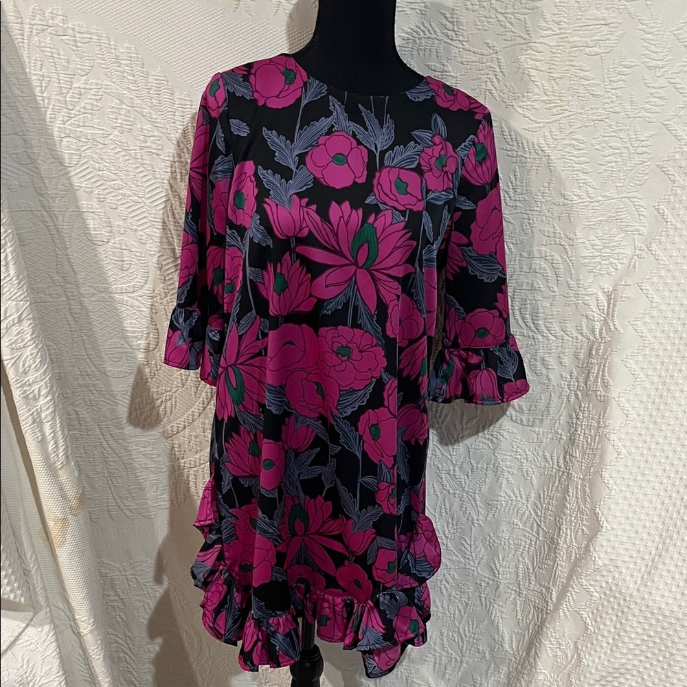 Uncle Frank Floral Pink and Black Dress, size small